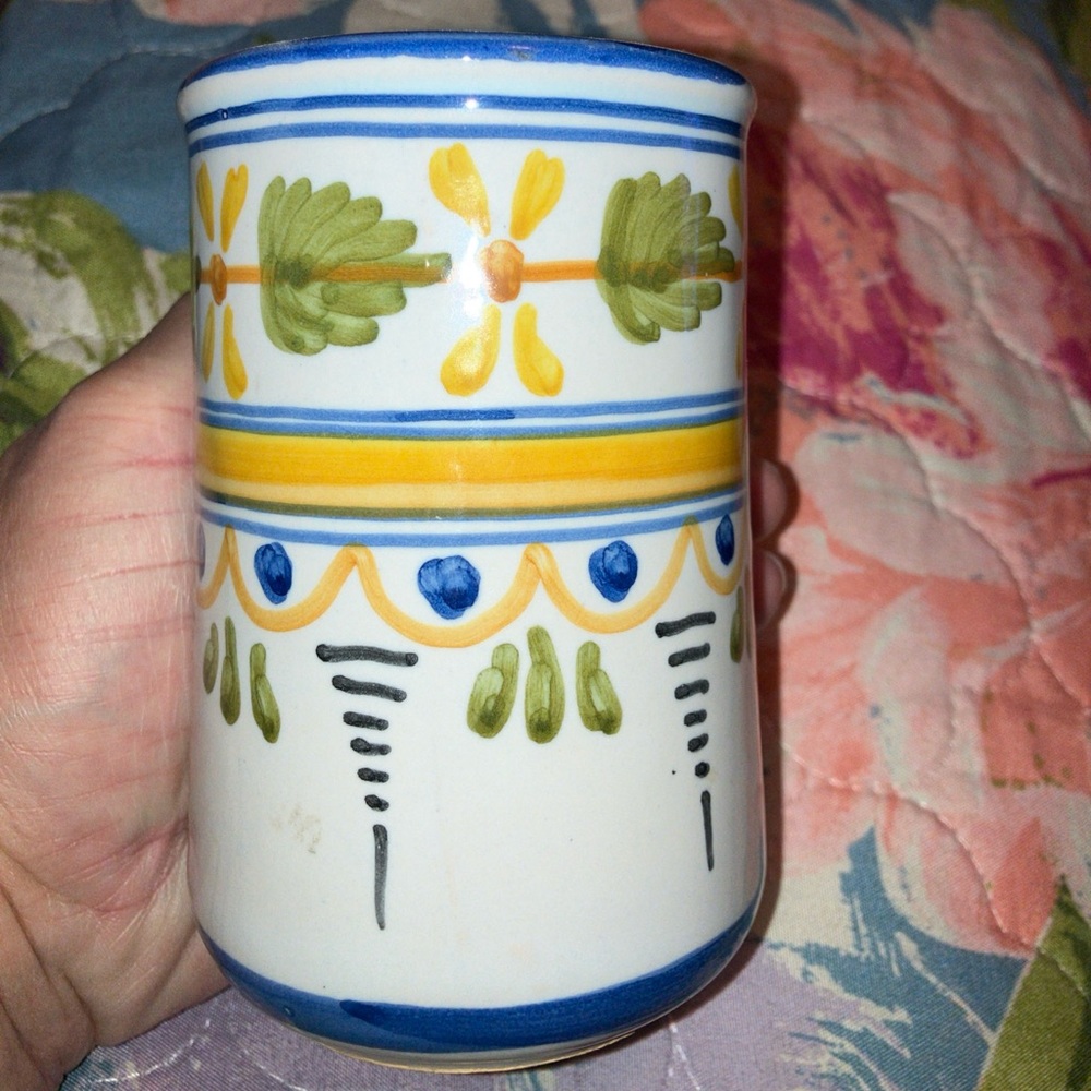 TALAVERA SPAIN HAND CRAFTED POTTERY COLORFUL Tubular Vase